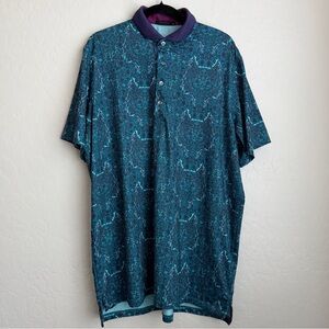 Greyson Men's Herbarium Salamander Golf Polo Wolf Print Short Sleeve Shirt XL